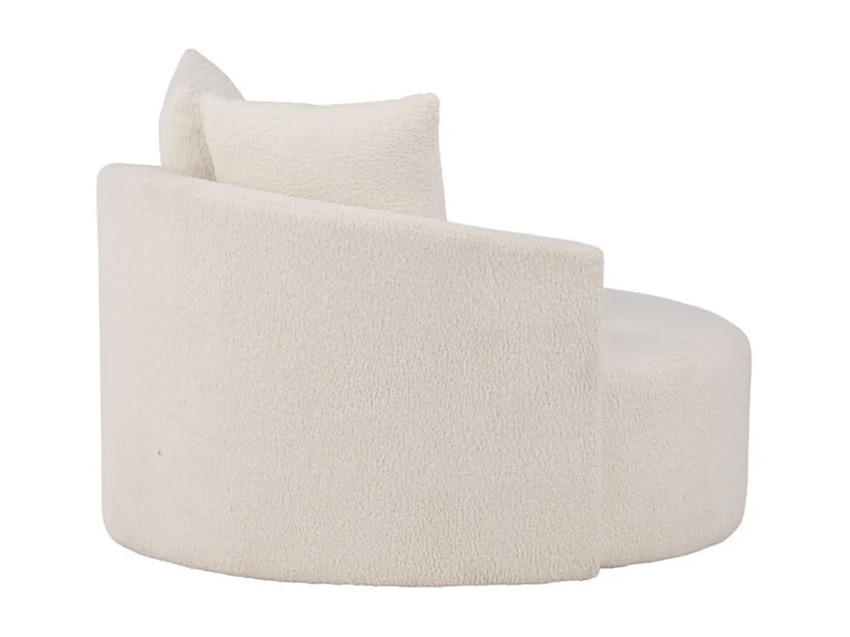 Fauteuil Rond Tissu Bouclette "Kelso" 120cm Blanc