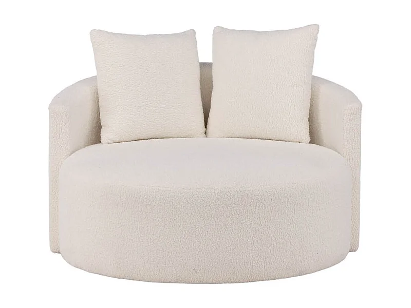 Fauteuil Rond Tissu Bouclette "Kelso" 120cm Blanc