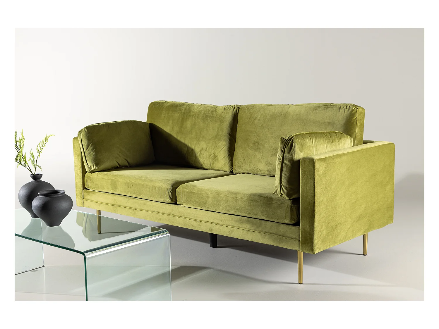 Boom Sofa 3 Personen velour grün.