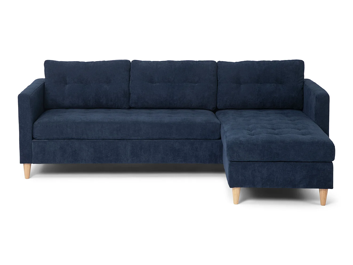 Marino Canapé AB2, chaise longue orientable à droite ou à gauche en velours, bleu foncé.
