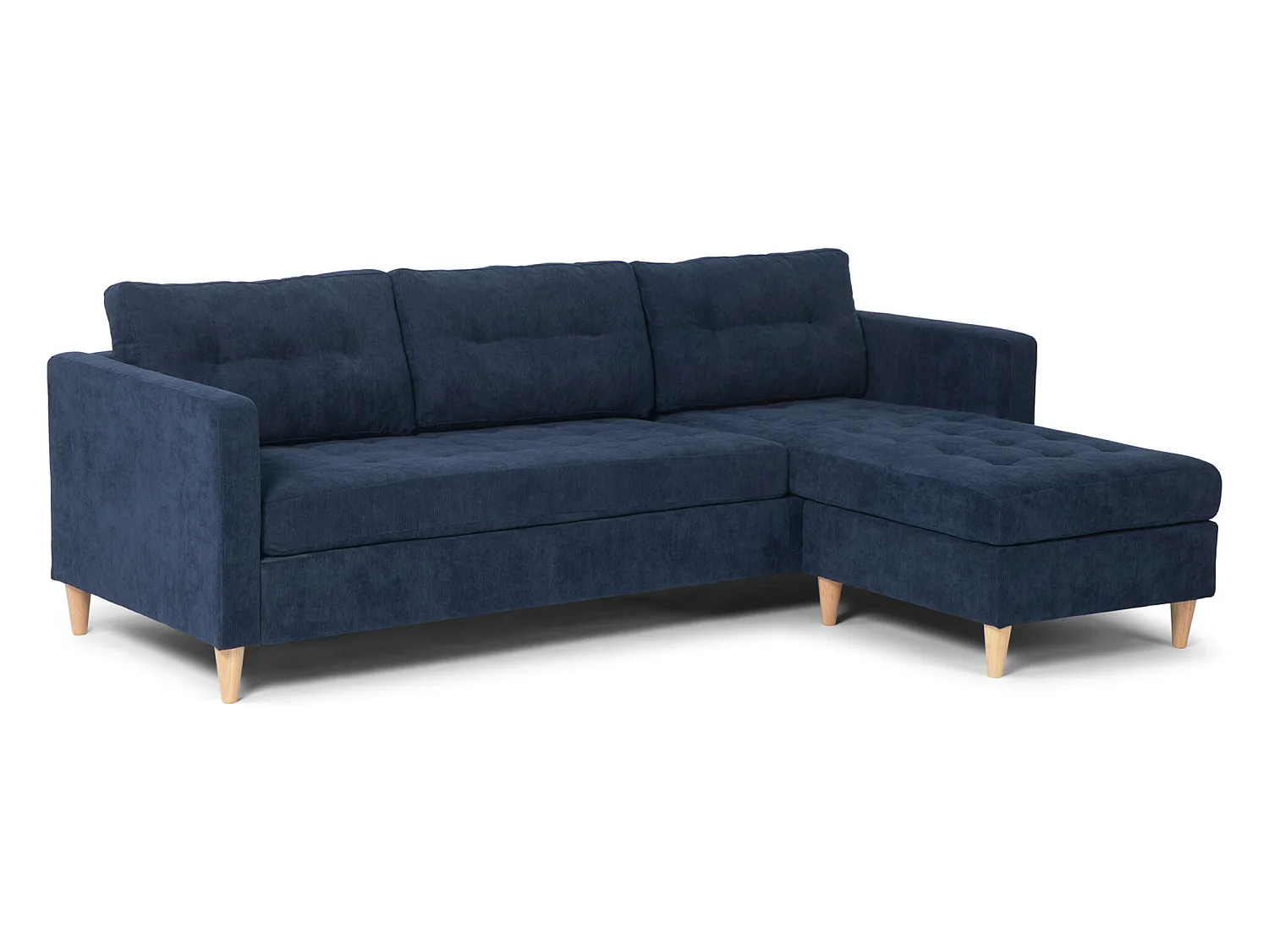 Marino bank, chaise longue naar rechts of links gedraaid in fluweel blauw.