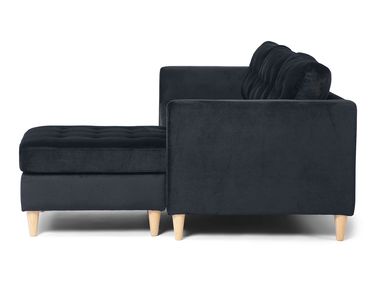 Marino Canapé BA4, chaise longue droite ou gauche en velours, noir.