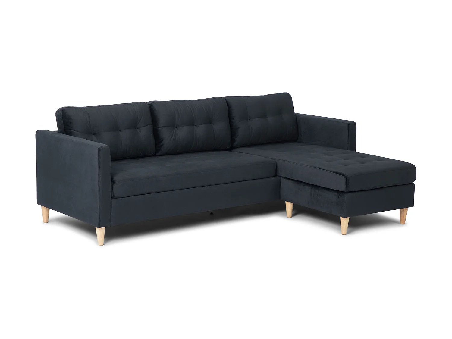 Marino Canapé BA4, chaise longue droite ou gauche en velours, noir.