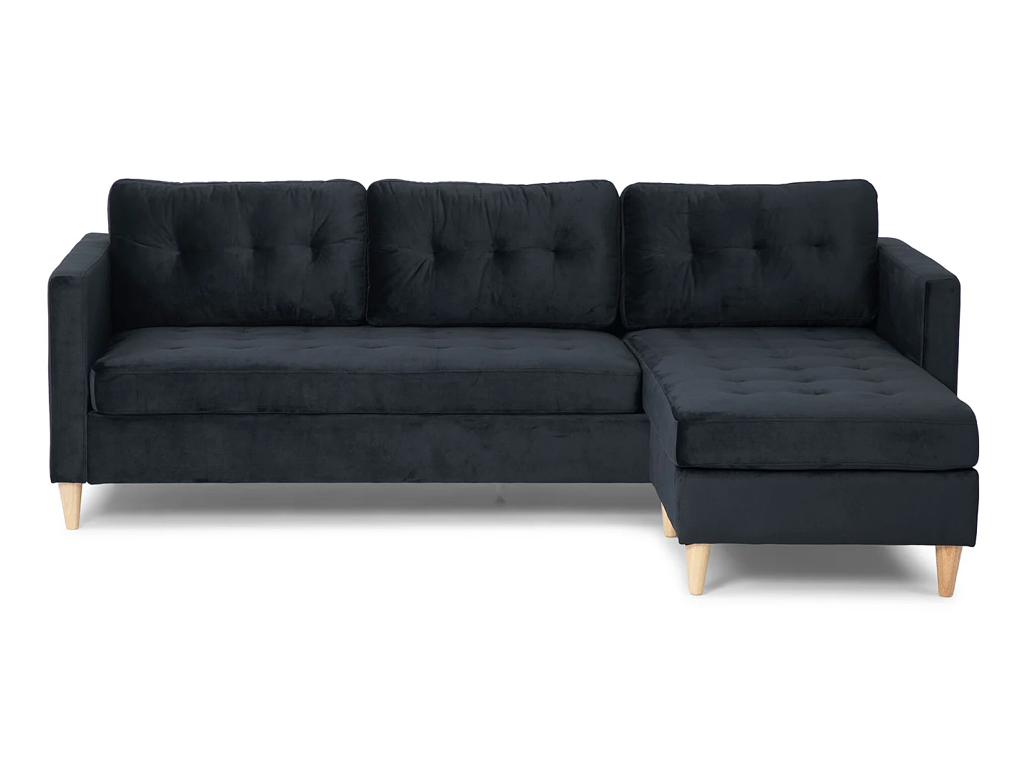 Marino bank BA4, chaise longue naar rechts of links gedraaid in velour zwart.