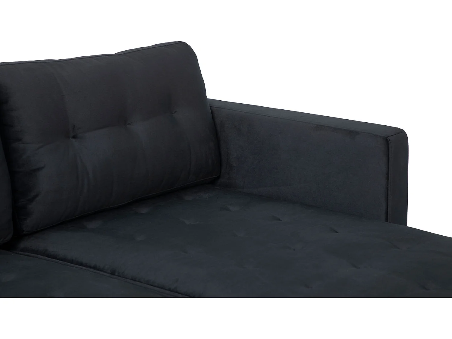 Marino bank BA4, chaise longue naar rechts of links gedraaid in velour zwart.
