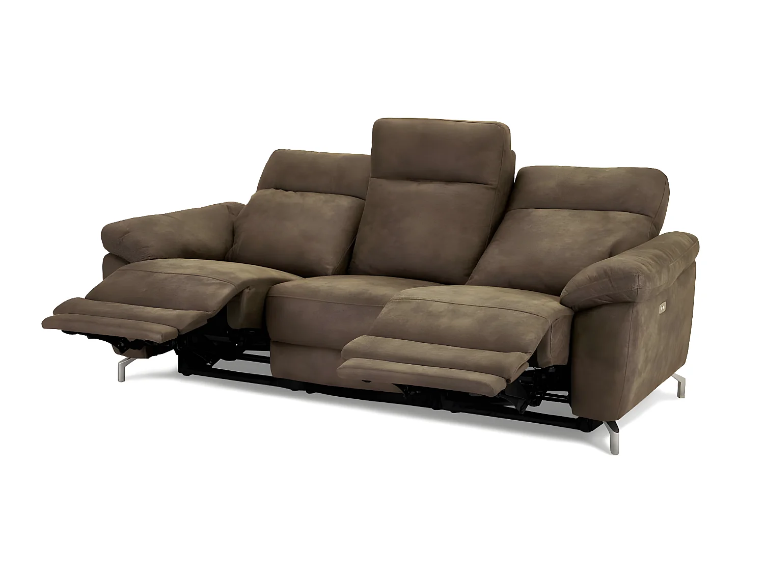 Sena Canapé 3 personnes avec moteur en tissu marron.