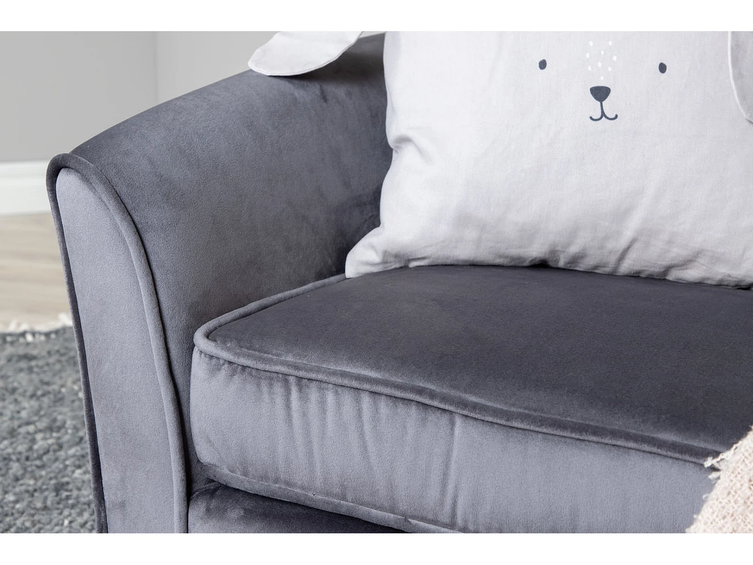 Velvet Sofa 2 Personen für Kind grau.