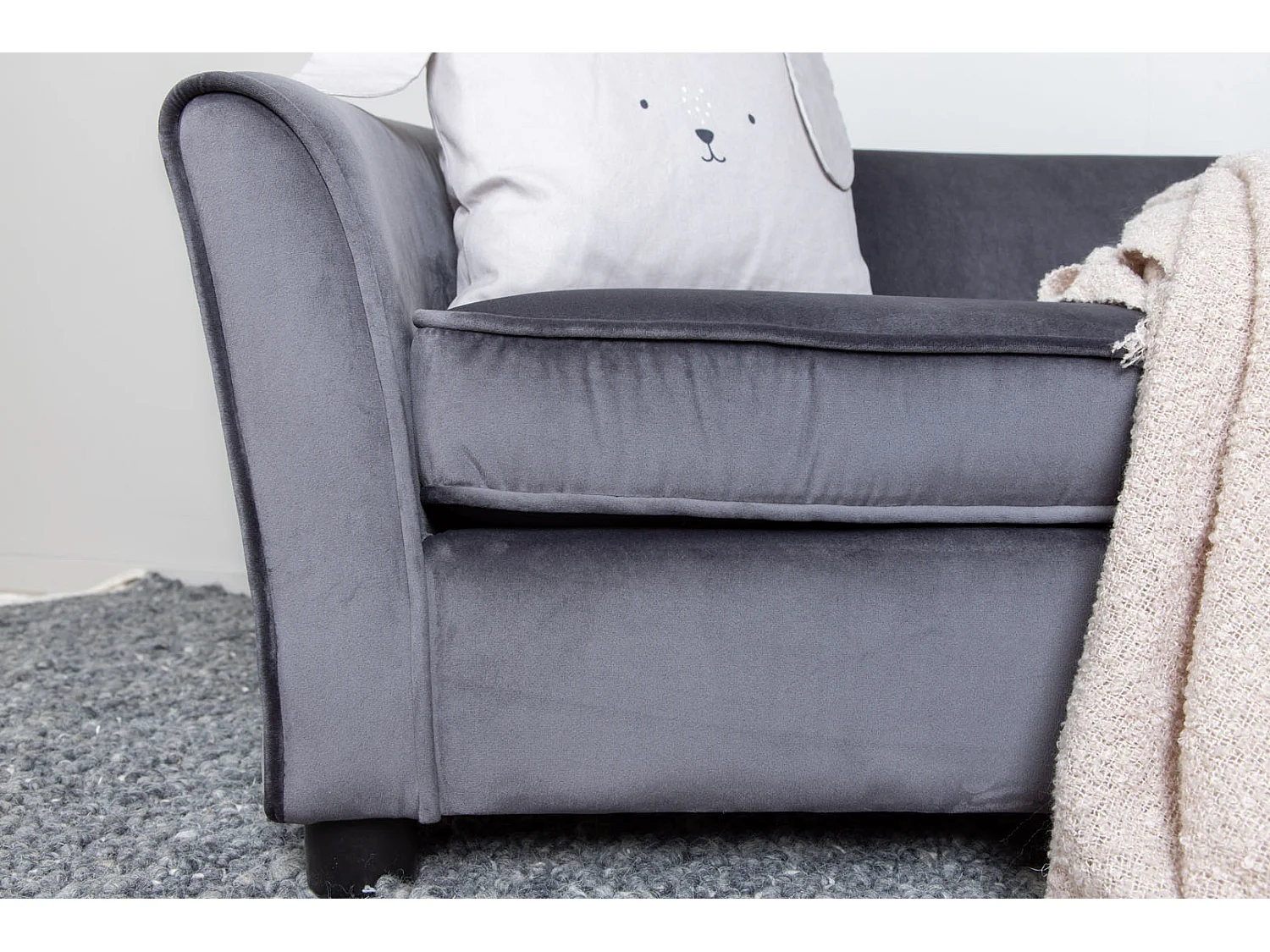 Velvet Sofa 2 Personen für Kind grau.