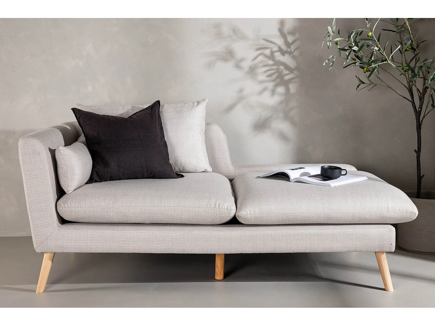 Méridienne en Tissu "Tacoma" 174cm Beige