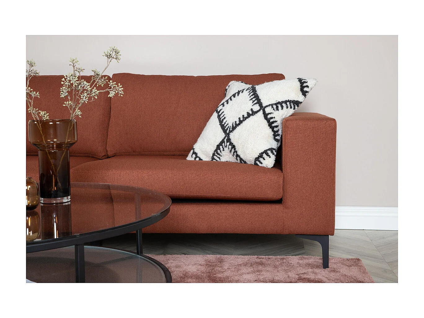 Canapé 3 Places en Tissu "Bolero" 215cm Rouge