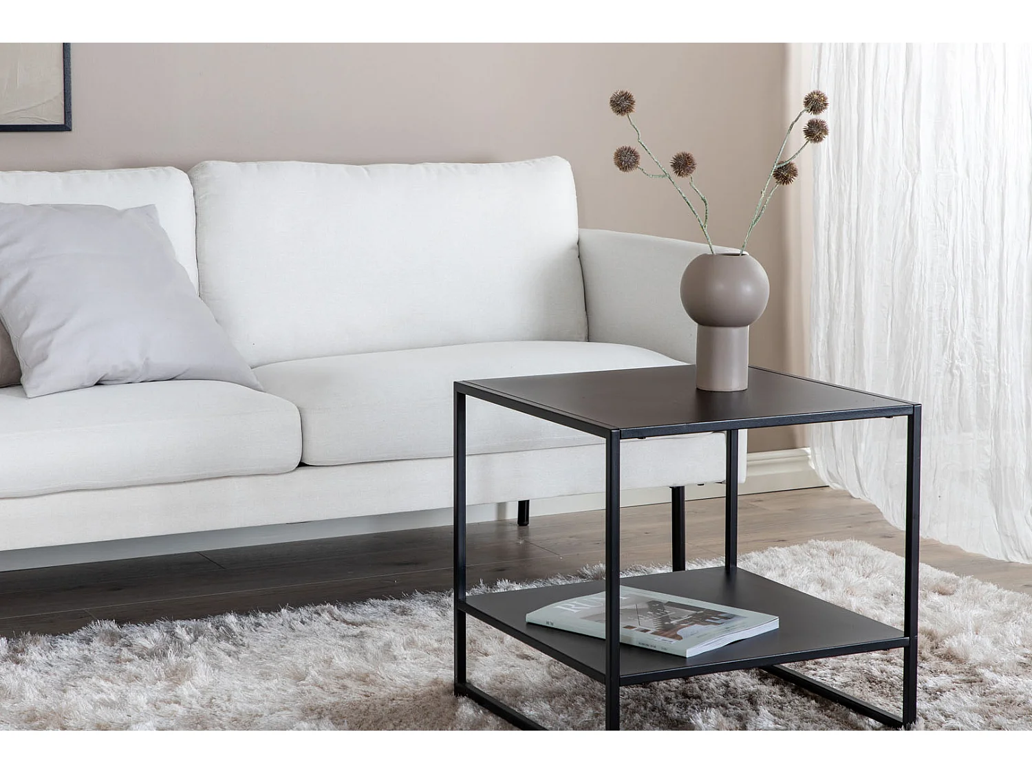 Canapé 2 Places en Tissu "Zoom" 180cm Beige Clair