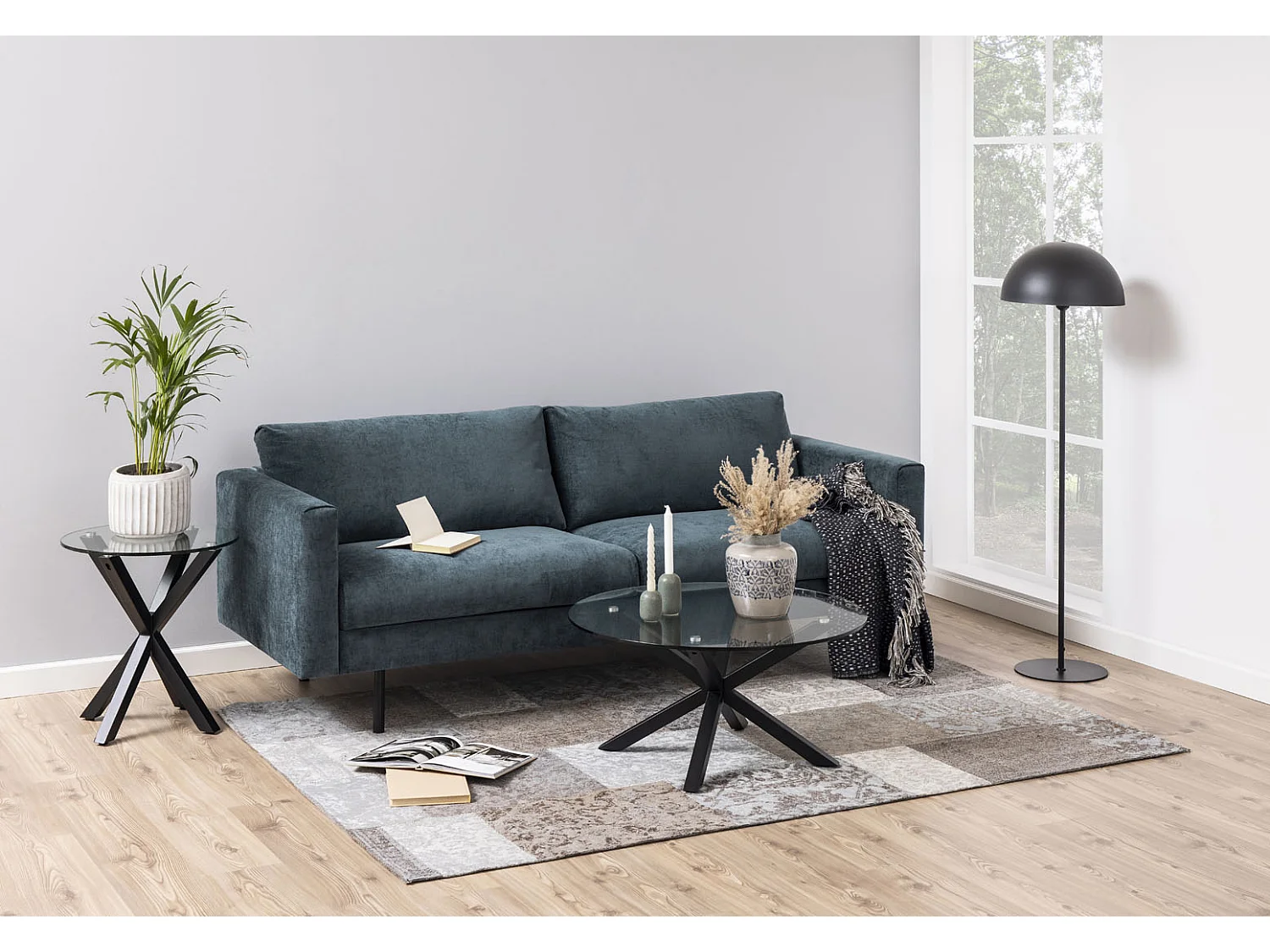 Paia Canapé 3 personnes, bleu foncé.