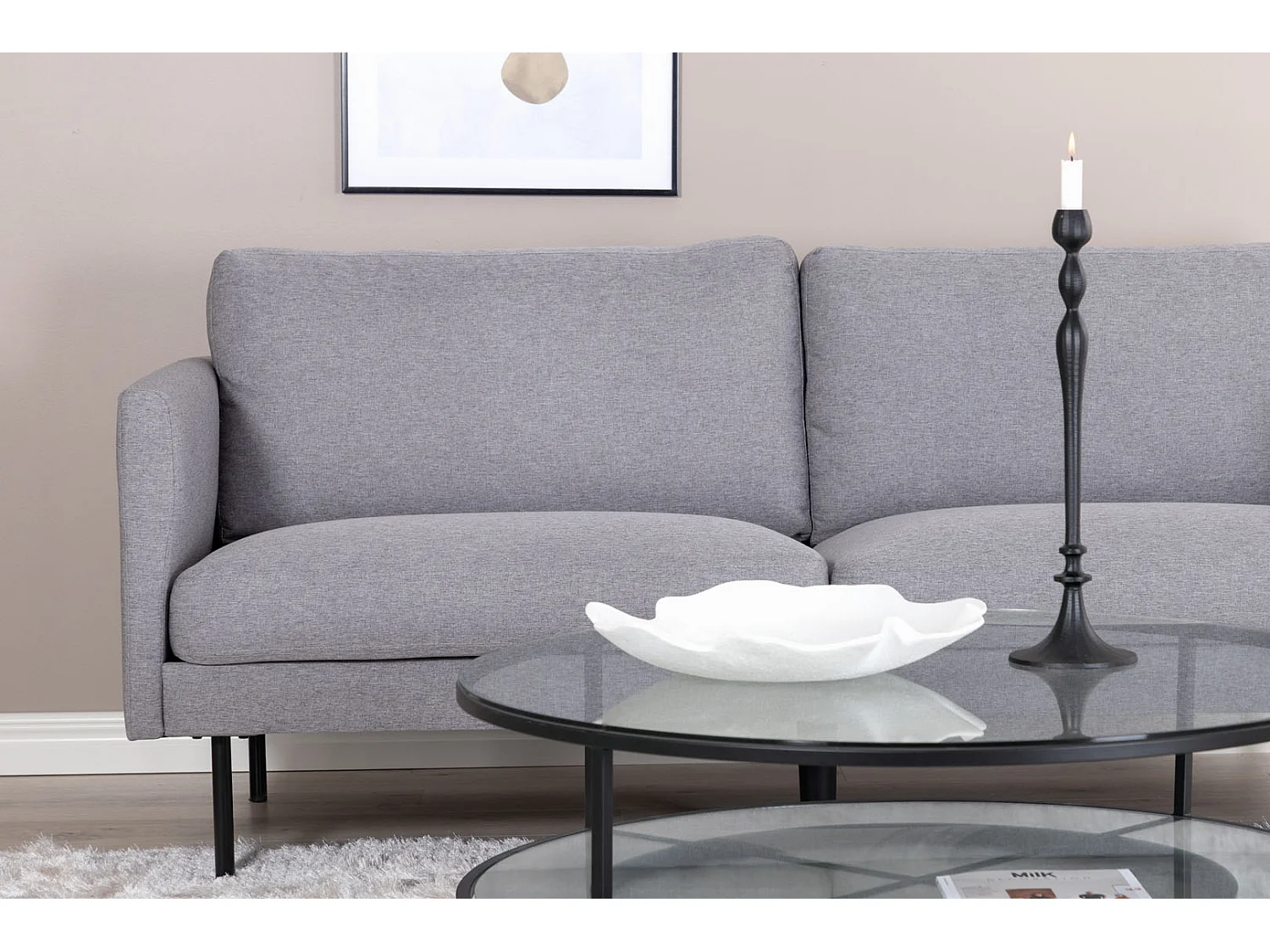 Canapé 2 Places en Tissu "Zoom" 180cm Gris