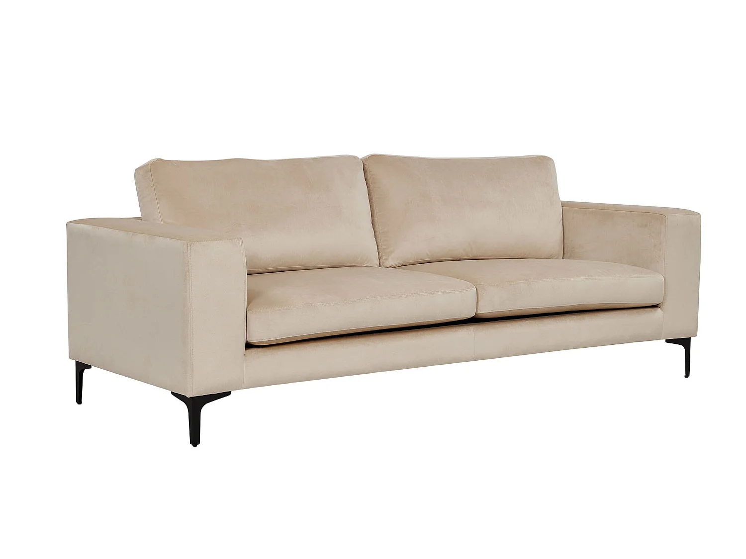 Canapé 3 Places en Velours "Bolero" 215cm Beige