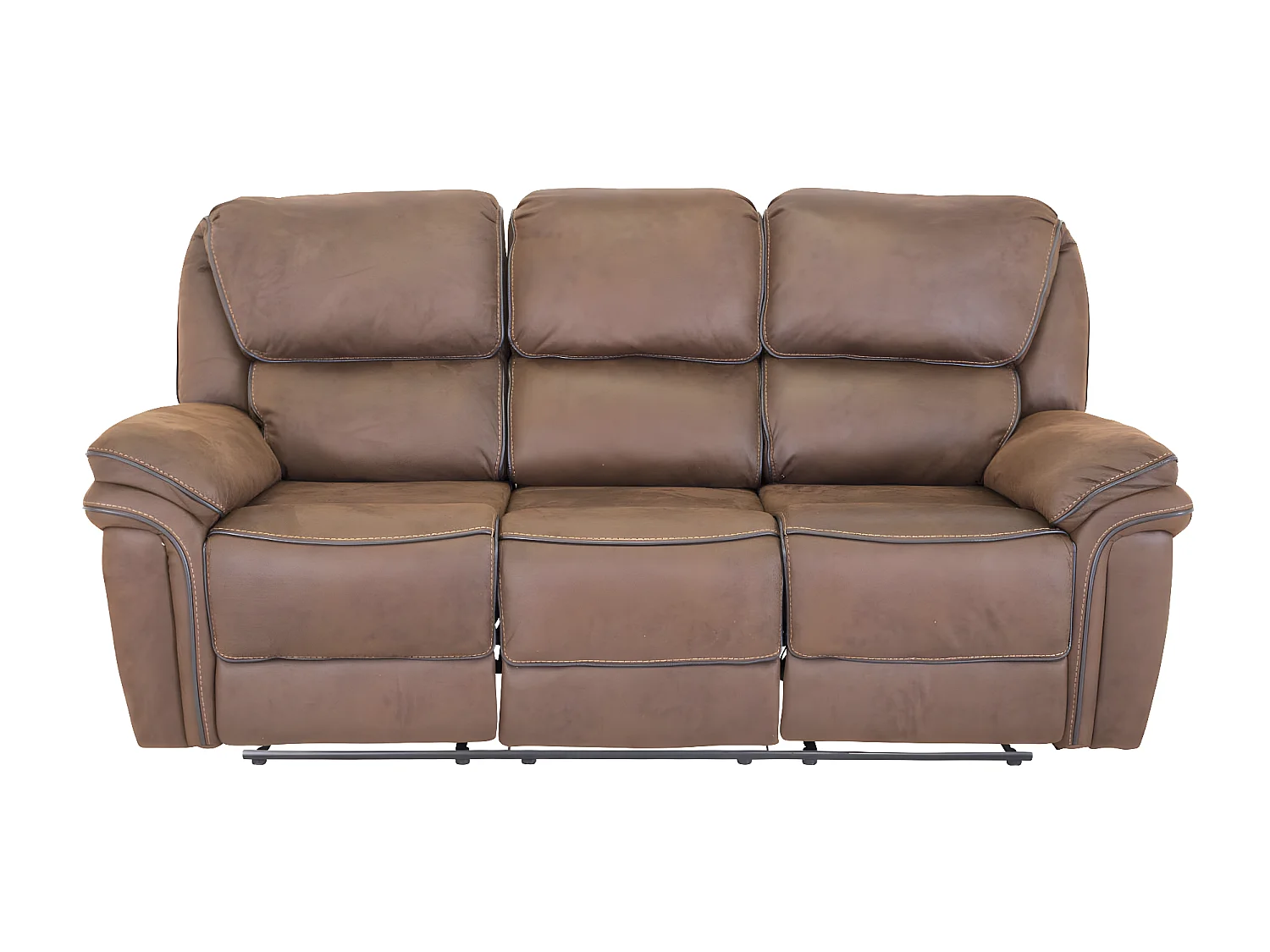 Saranda Sofa 3 Personen Recliner Kunstleder braun.
