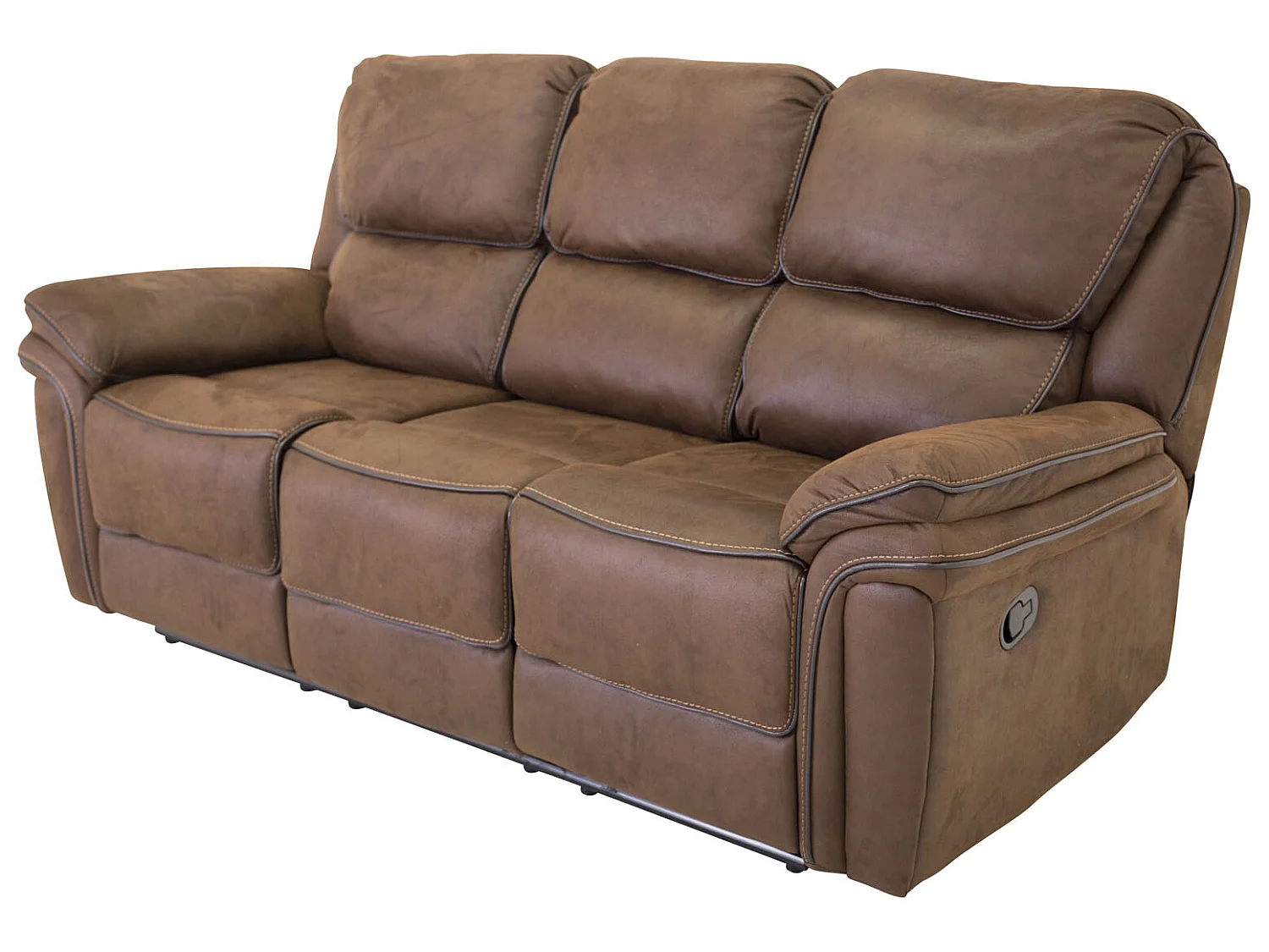Saranda Sofa 3 Personen Recliner Kunstleder braun.