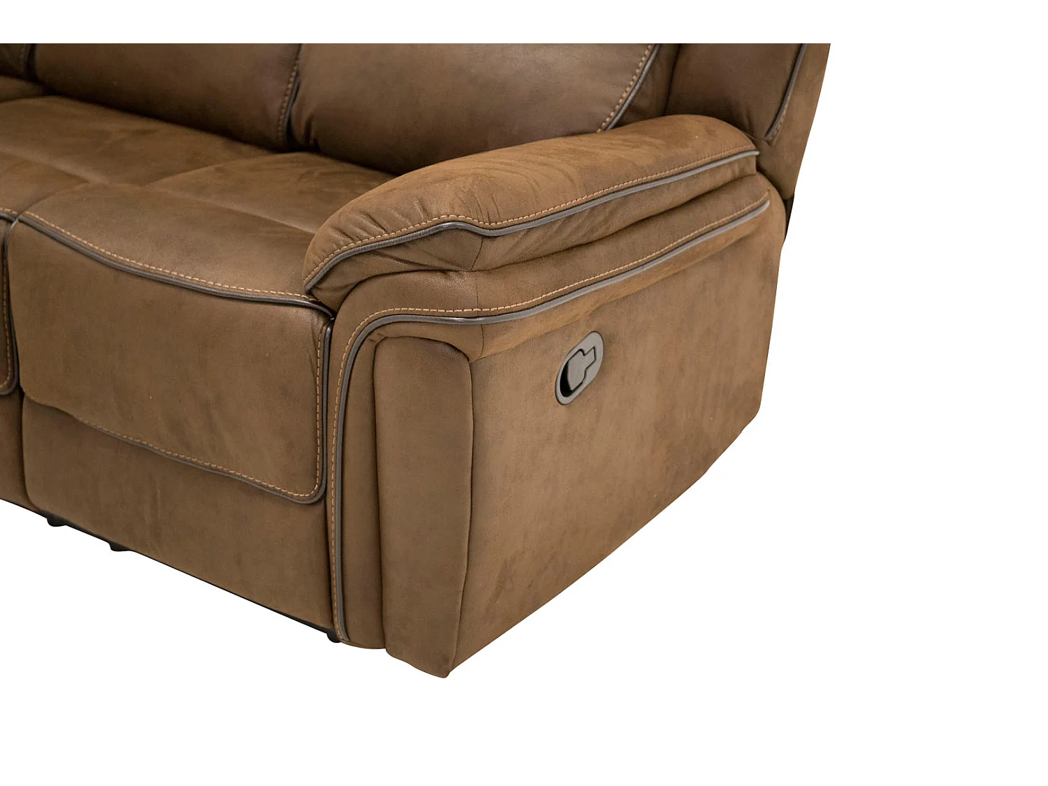 Saranda bank 3 persoons recliner PU kunstleer bruin.