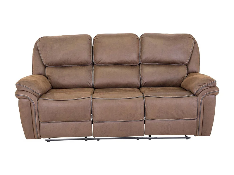 Saranda bank 3 persoons recliner PU kunstleer bruin.