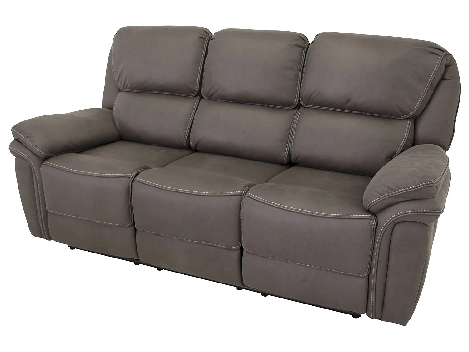 Saranda bank 3 persoons recliner PU kunstleer grijs.