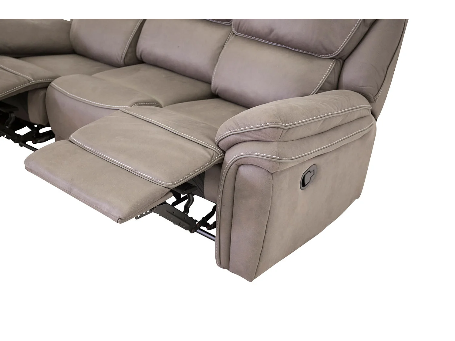 Saranda bank 3 persoons recliner PU kunstleer grijs.