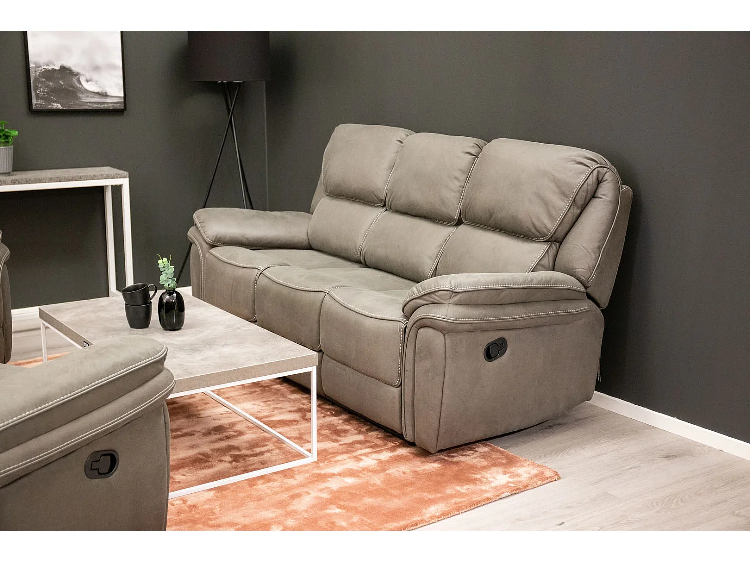 Canapé de Relaxation 3 Places "Saranda" 206cm Gris