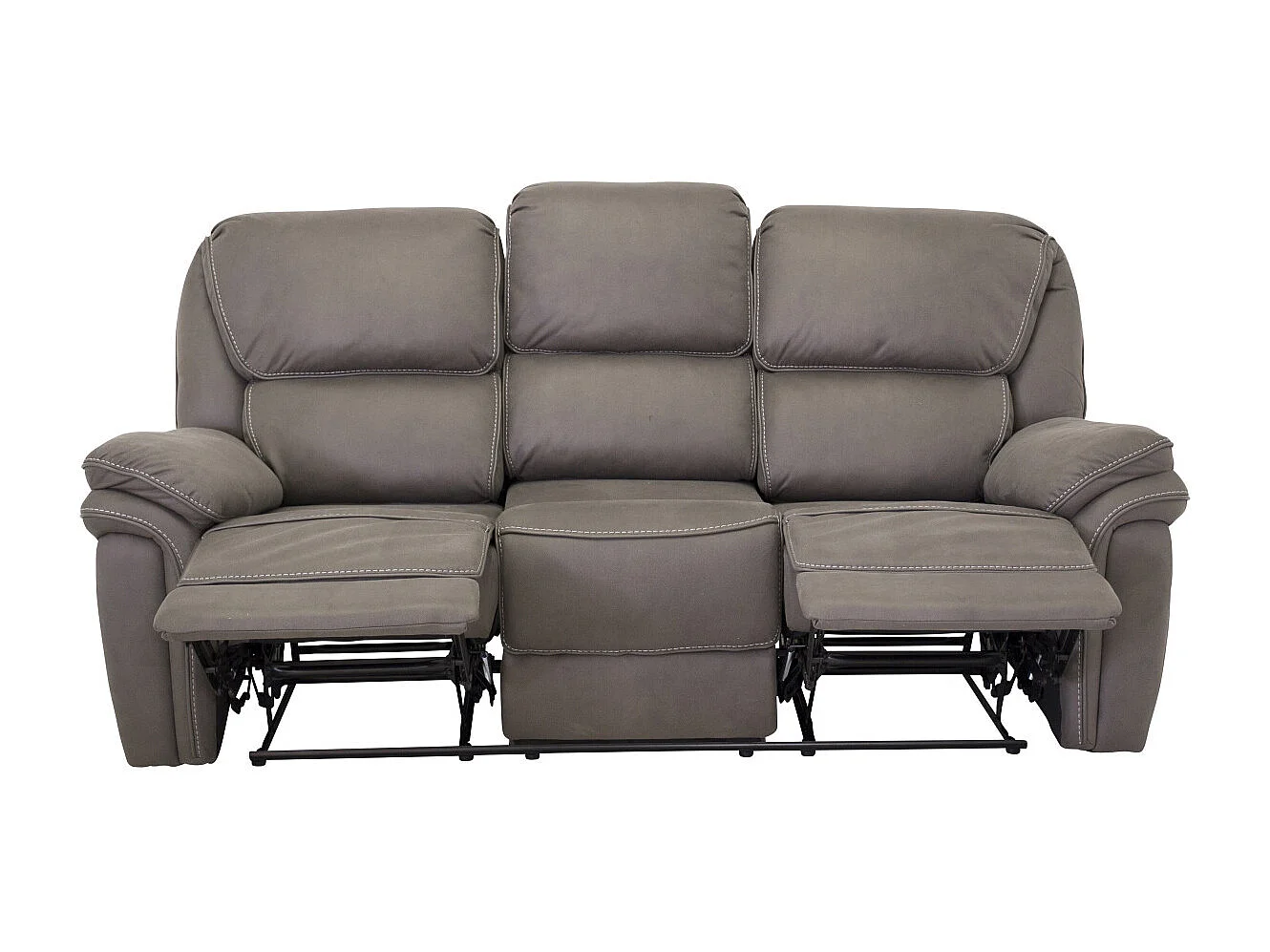 Saranda bank 3 persoons recliner PU kunstleer grijs.