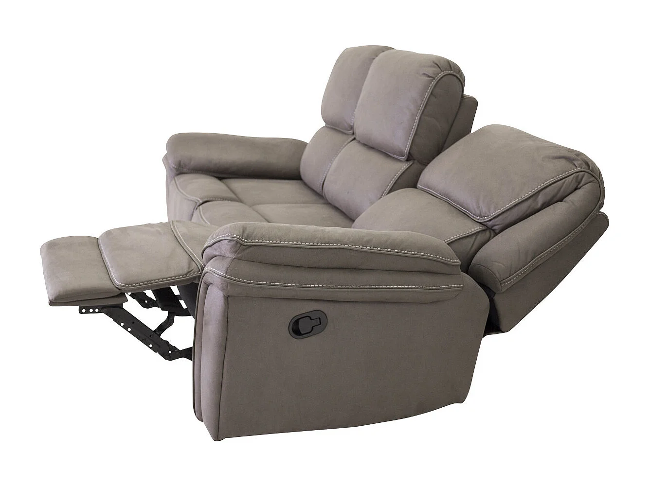 Saranda bank 3 persoons recliner PU kunstleer grijs.