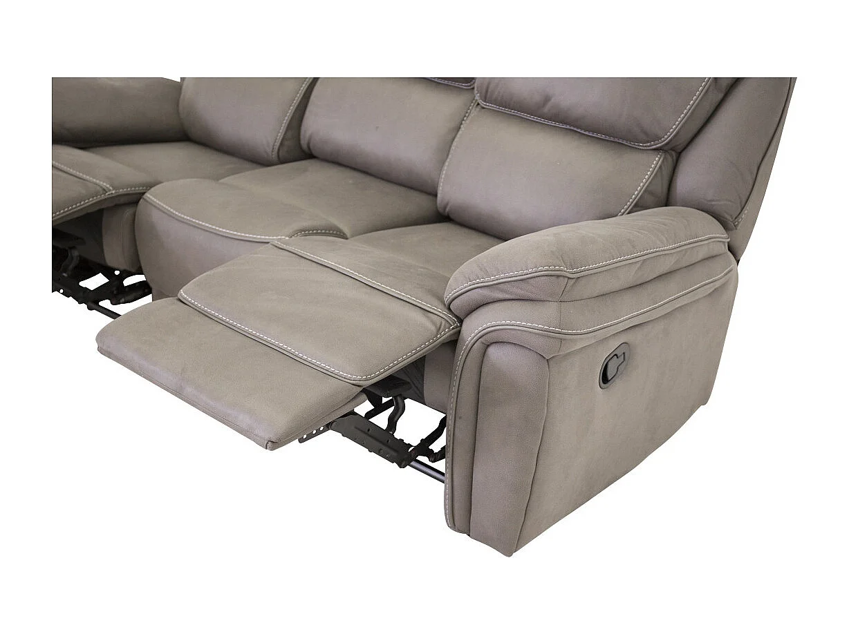 Saranda bank 3 persoons recliner PU kunstleer grijs.