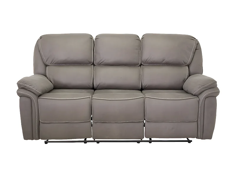 Saranda bank 3 persoons recliner PU kunstleer grijs.