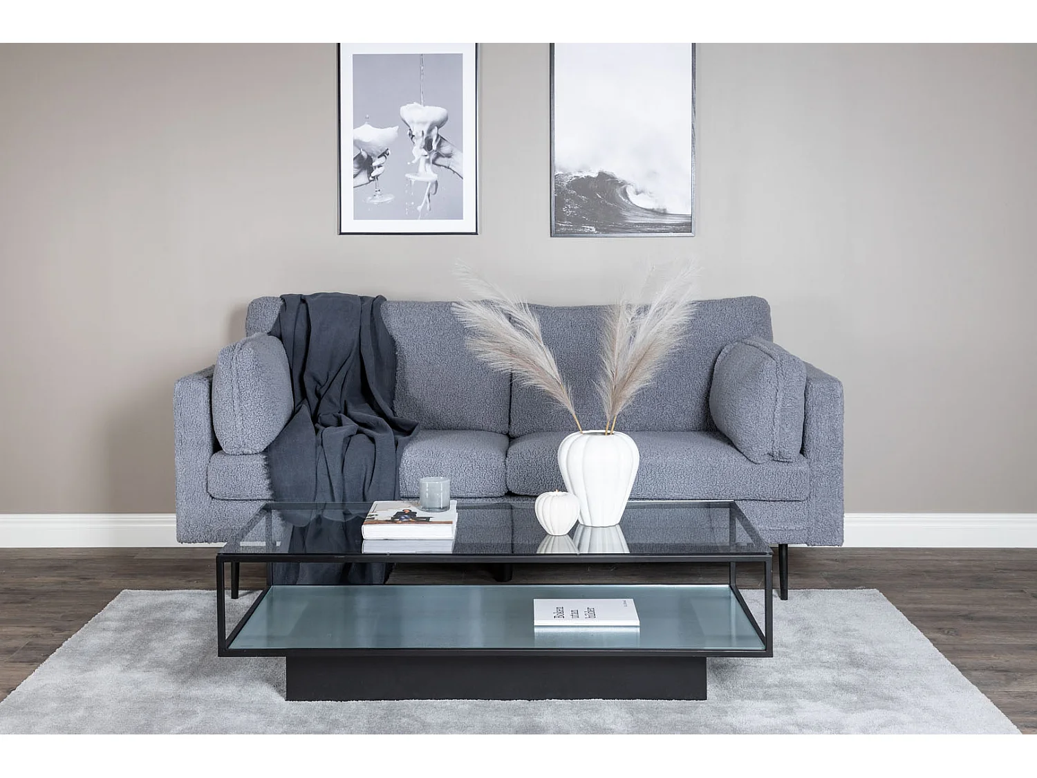 Boom bank 3 persoons grijs.