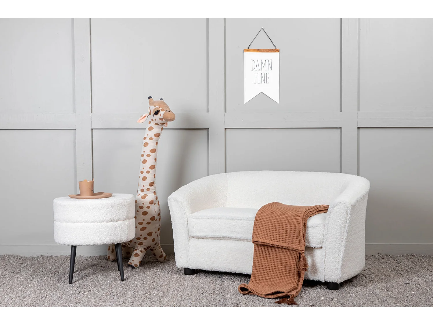 Teddy Sofa 2 personnes pour enfant, blanc.