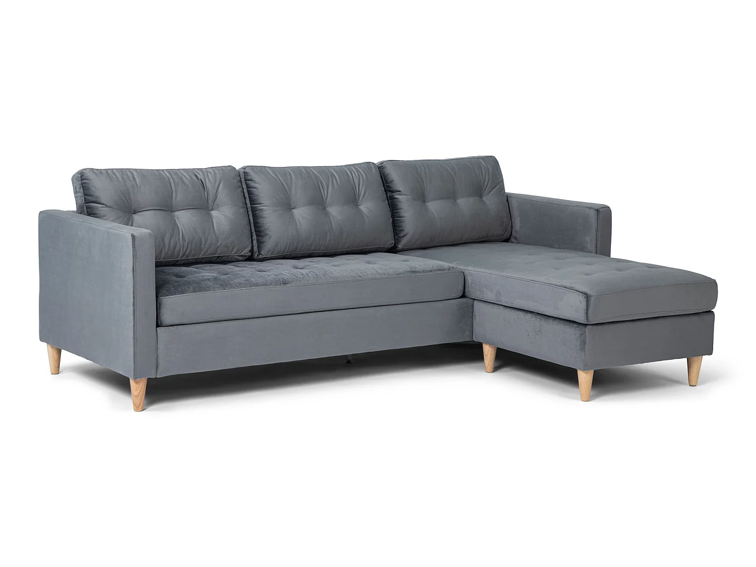 Marino Sofa BA3, Chaiselongue rechts oder links gewendet in Velour grau.