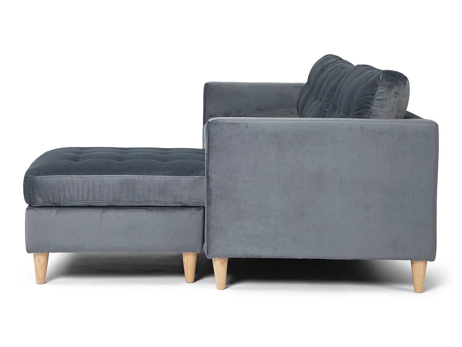 Marino Sofa BA3, Chaiselongue rechts oder links gewendet in Velour grau.