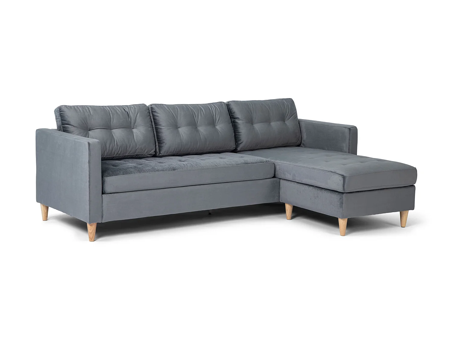 Marino Canapé BA3, chaise longue droite ou gauche en velours, gris.