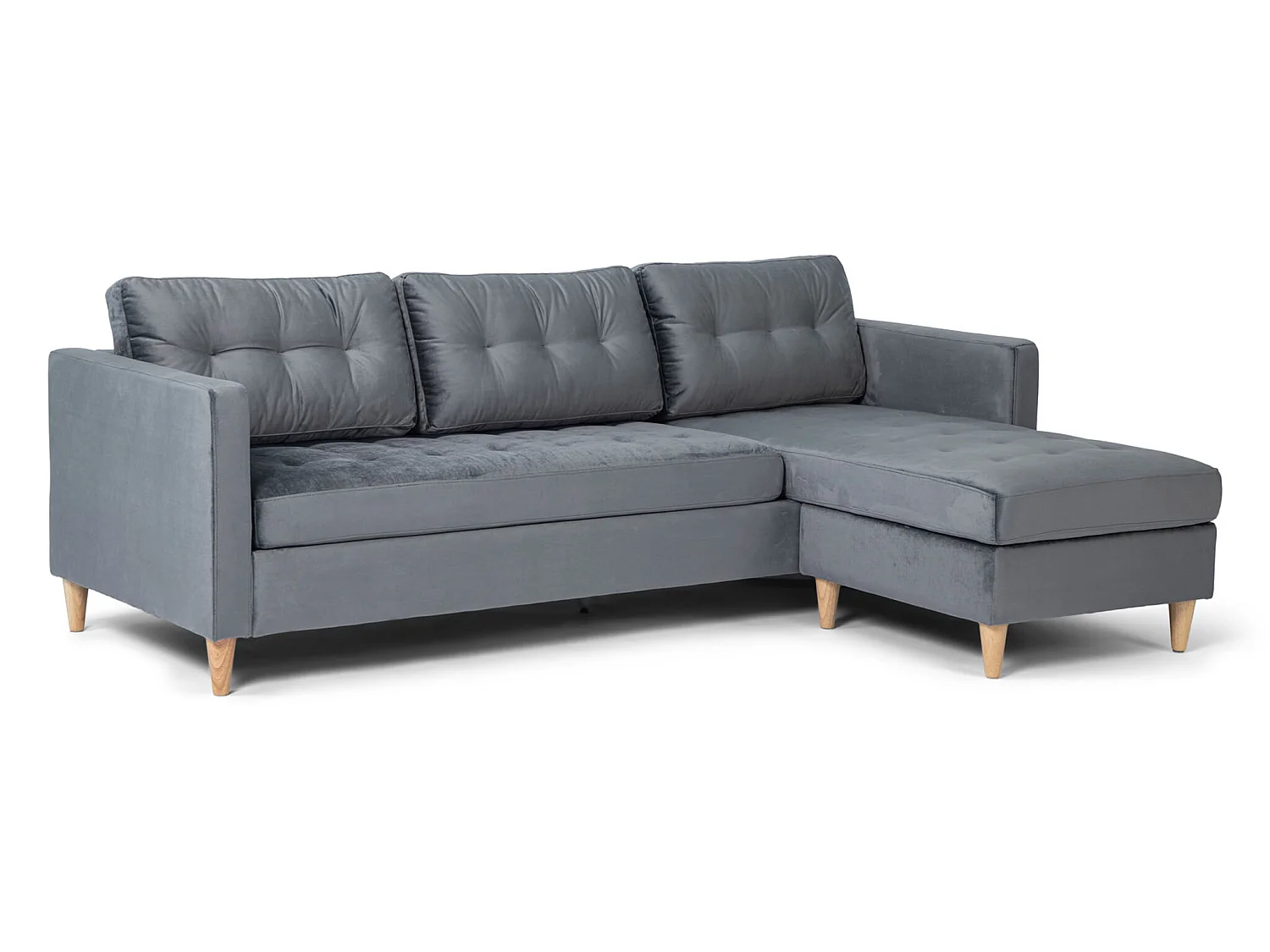 Marino Canapé BA3, chaise longue droite ou gauche en velours, gris.