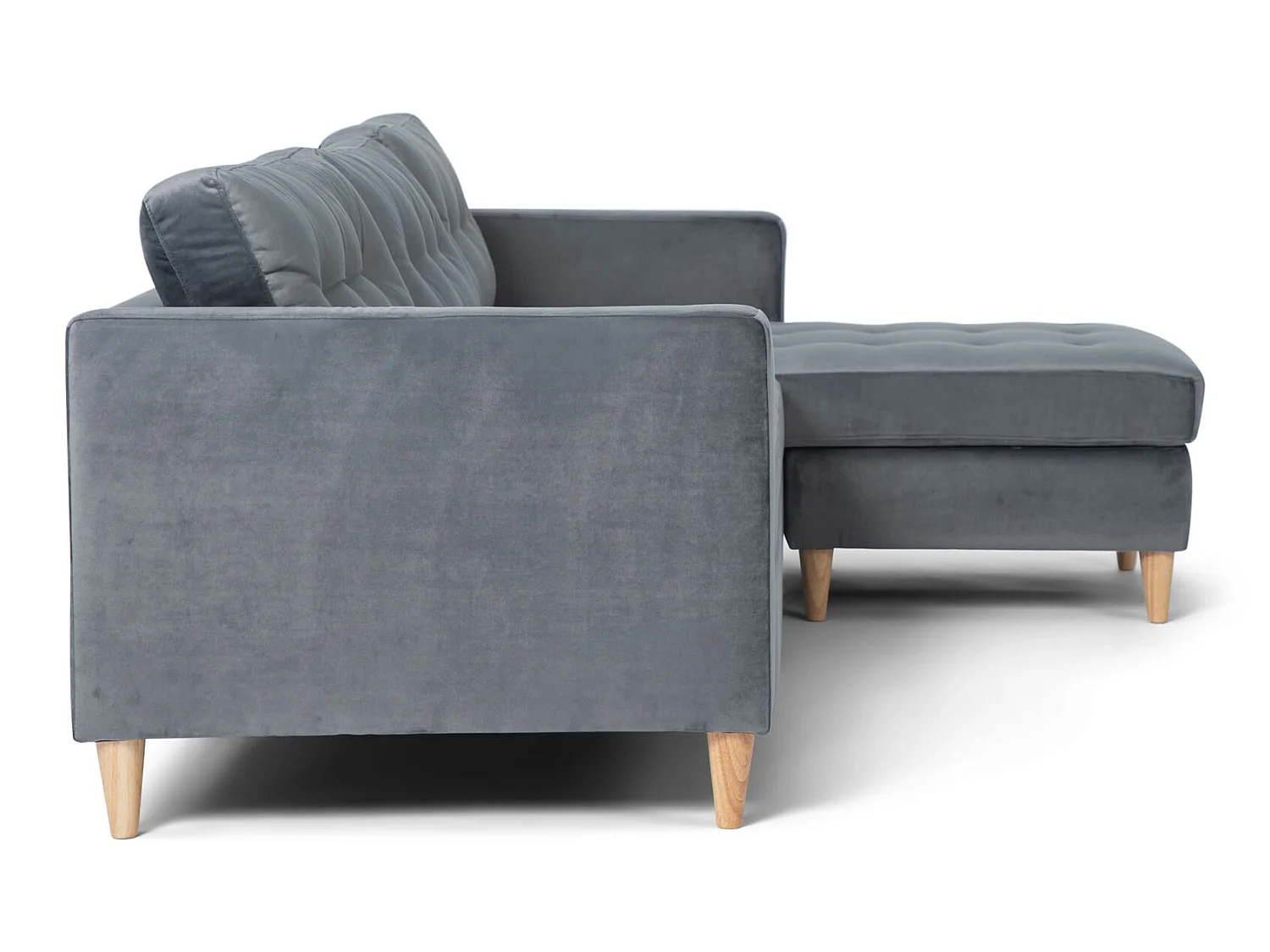 Marino Canapé BA3, chaise longue droite ou gauche en velours, gris.