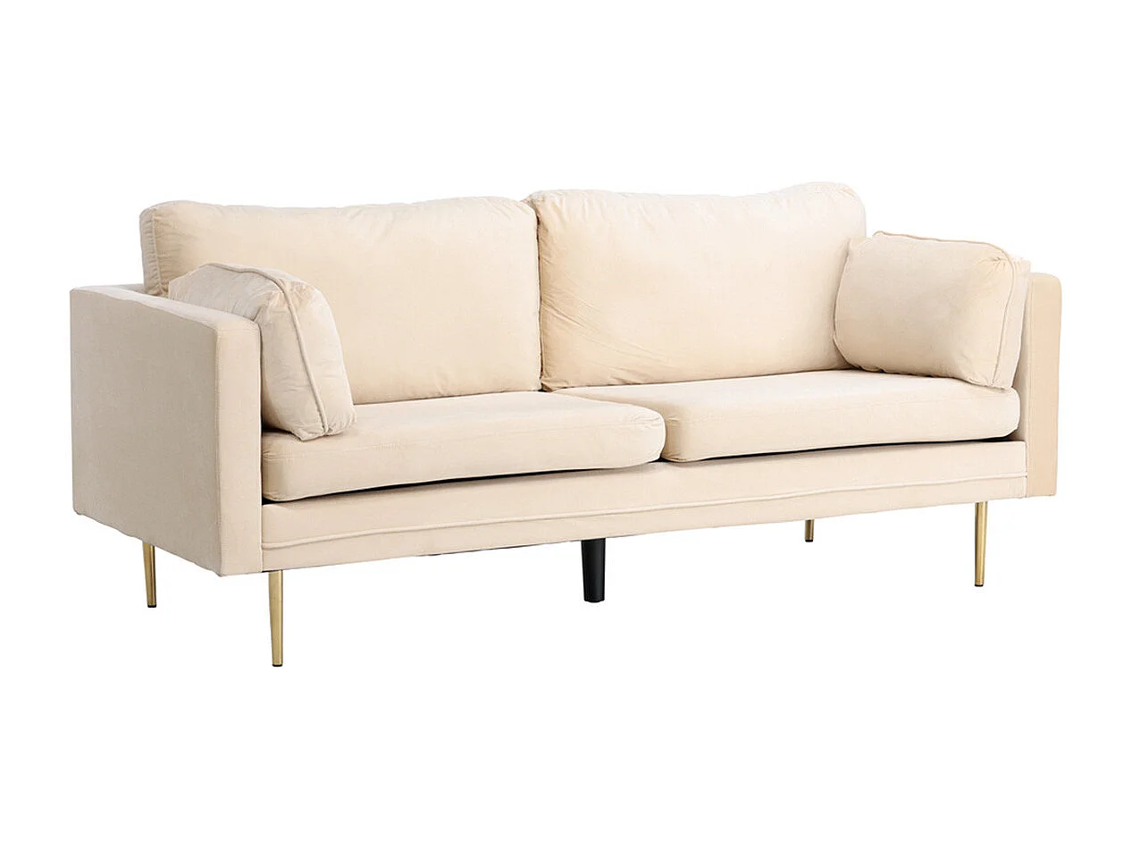 Canapé 3 Places en Velours "Boom" 203cm Beige & Or