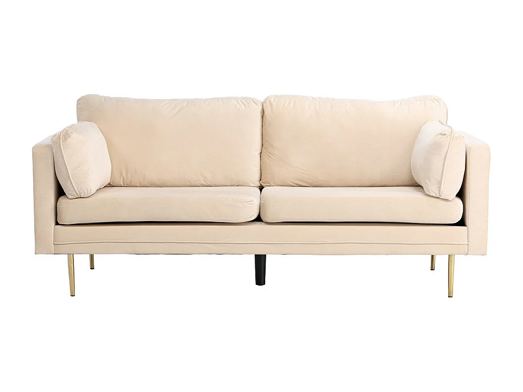 Canapé 3 Places en Velours "Boom" 203cm Beige & Or