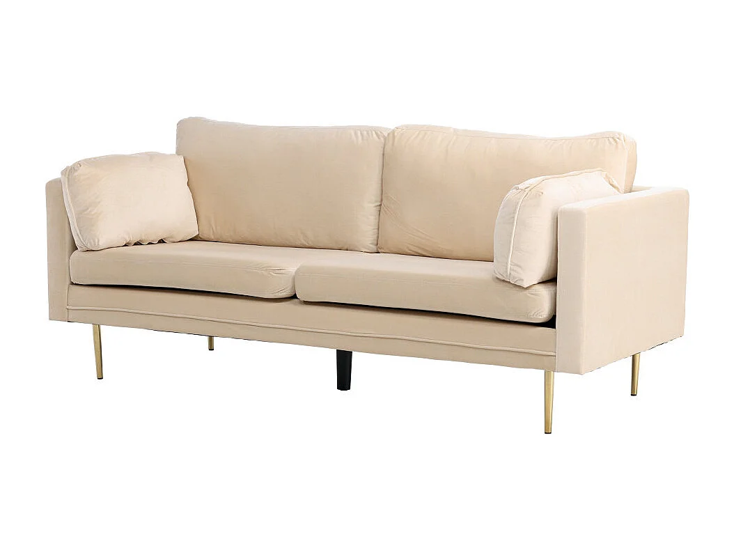Canapé 3 Places en Velours "Boom" 203cm Beige & Or