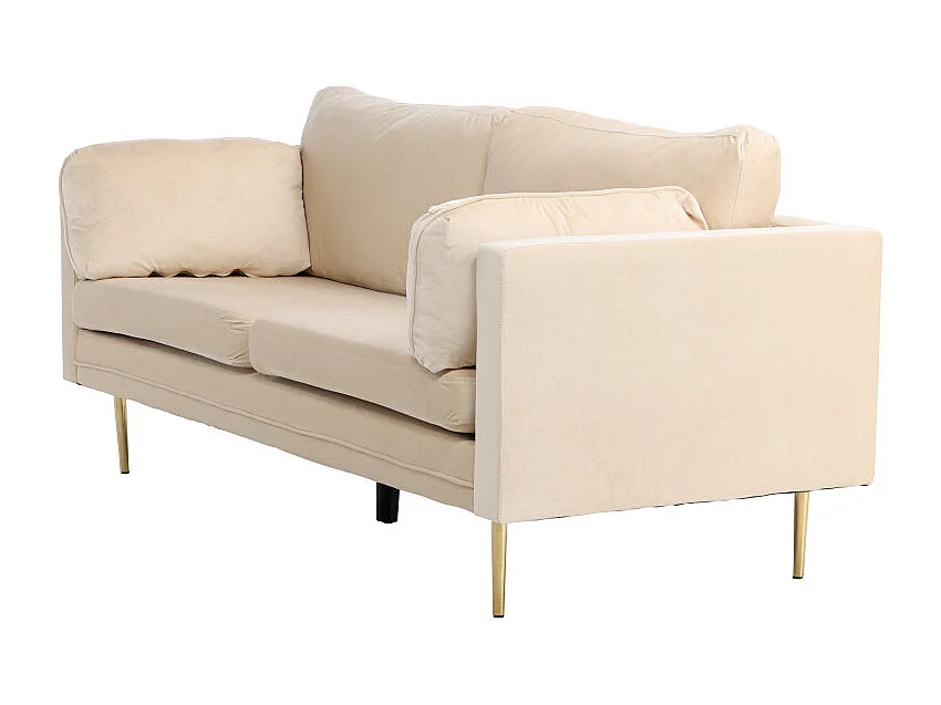 Canapé 3 Places en Velours "Boom" 203cm Beige & Or