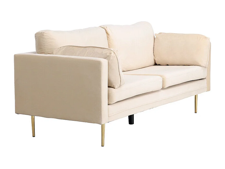 Canapé 3 Places en Velours "Boom" 203cm Beige & Or