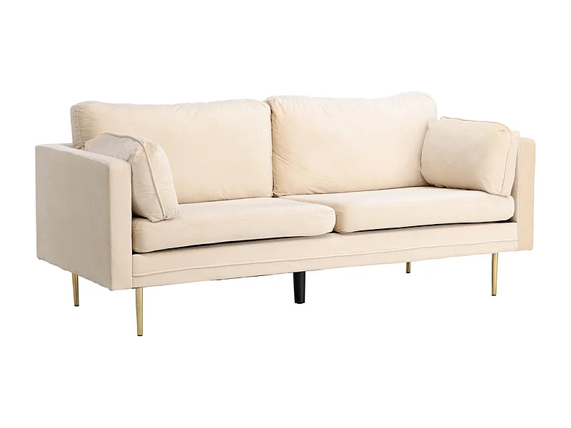Canapé 3 Places en Velours "Boom" 203cm Beige & Or