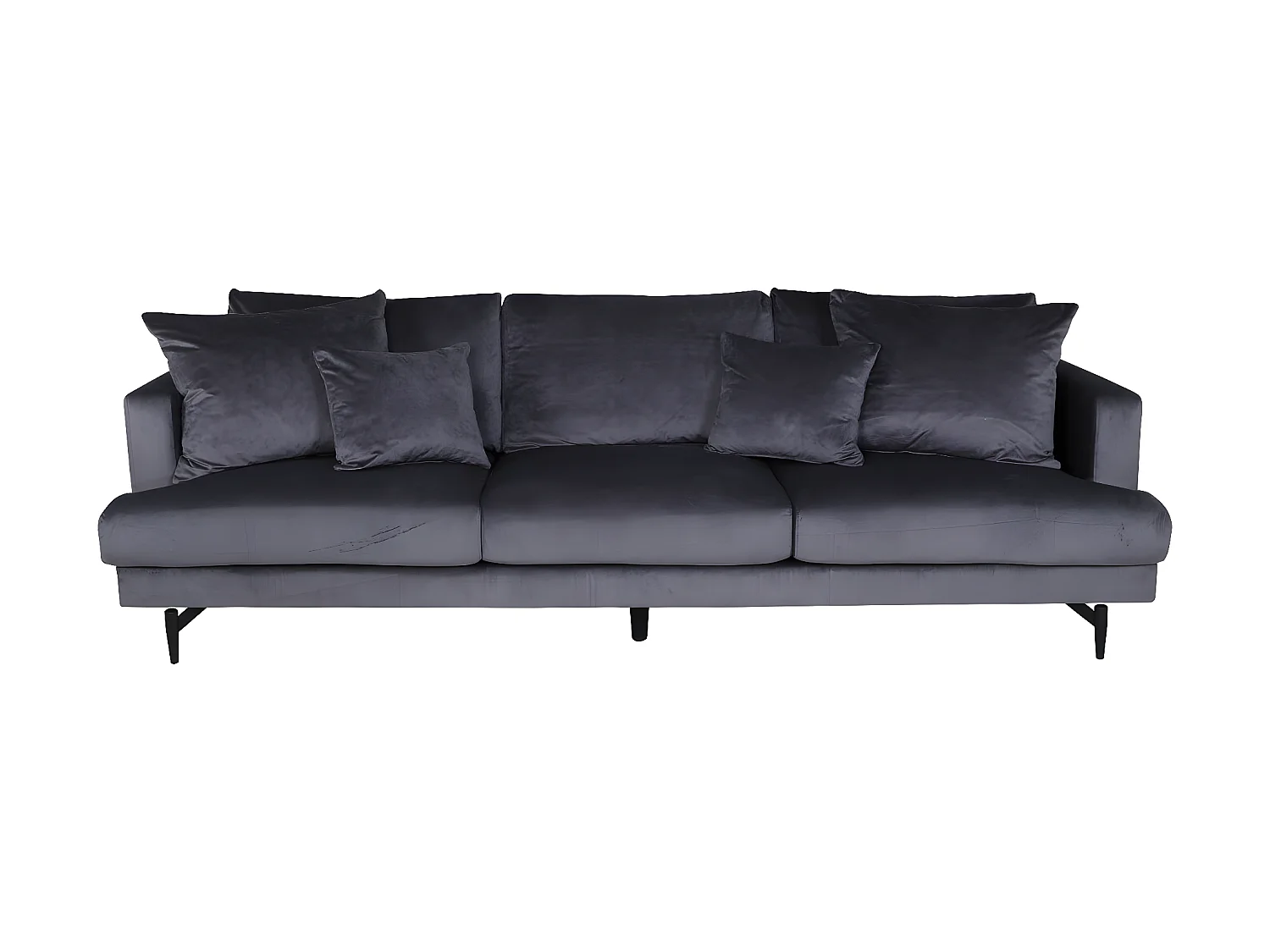 Canapé 3 Places en Velours "Sofia" 260cm Gris Foncé