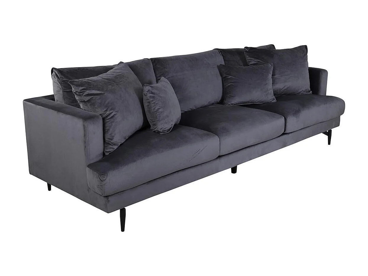 Canapé 3 Places en Velours "Sofia" 260cm Gris Foncé