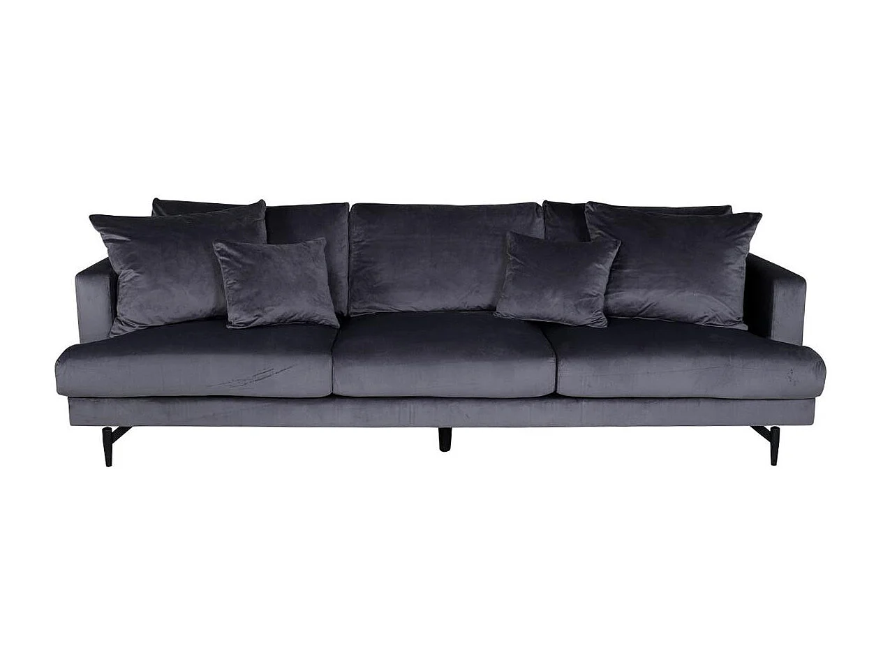 Canapé 3 Places en Velours "Sofia" 260cm Gris Foncé