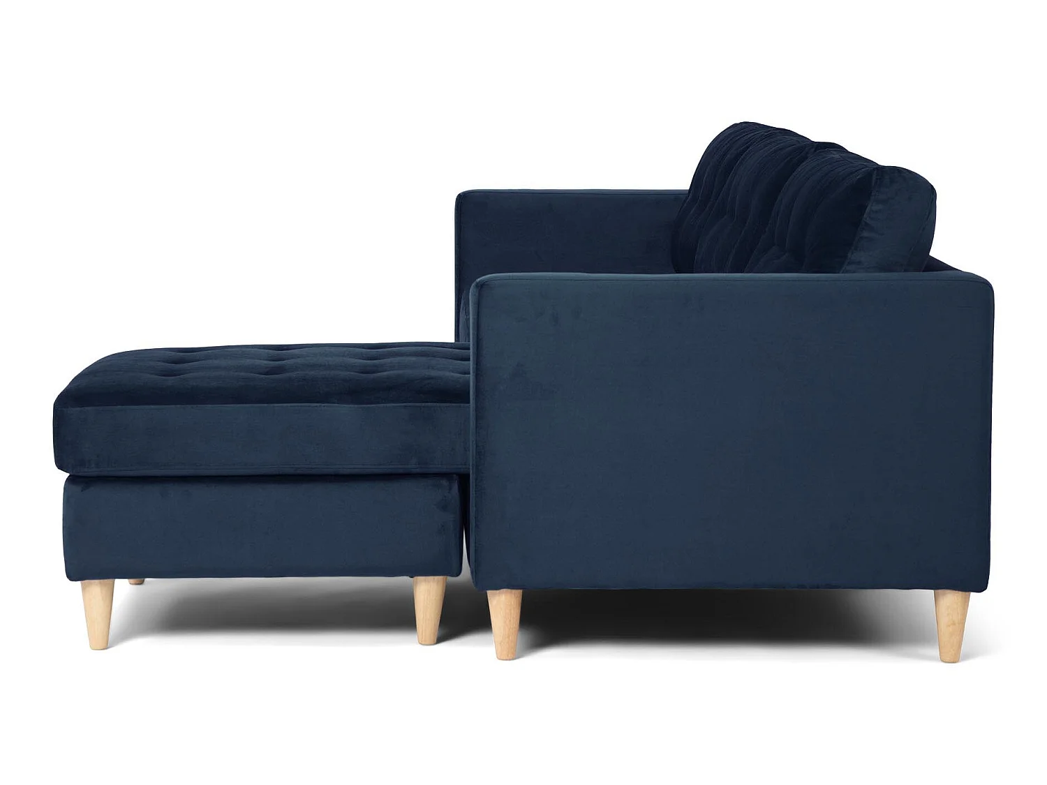 Marino Canapé BA2, chaise longue orientable orientable à droite ou à gauche en velours, bleu.