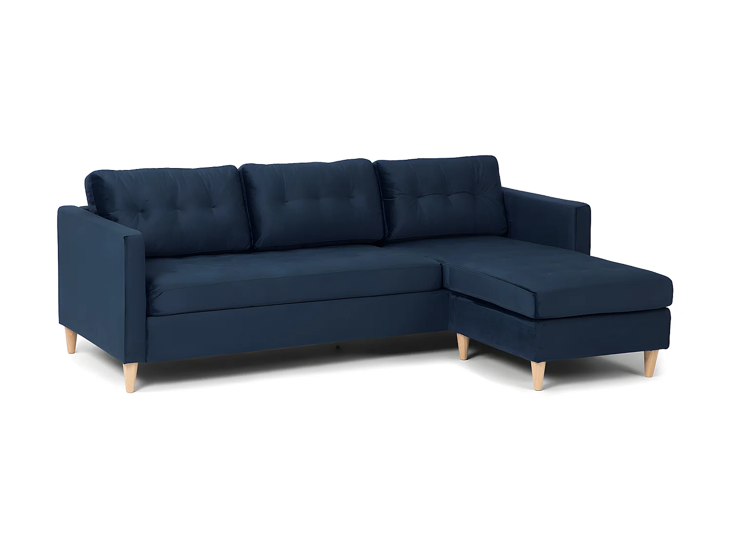 Marino Canapé BA2, chaise longue orientable orientable à droite ou à gauche en velours, bleu.