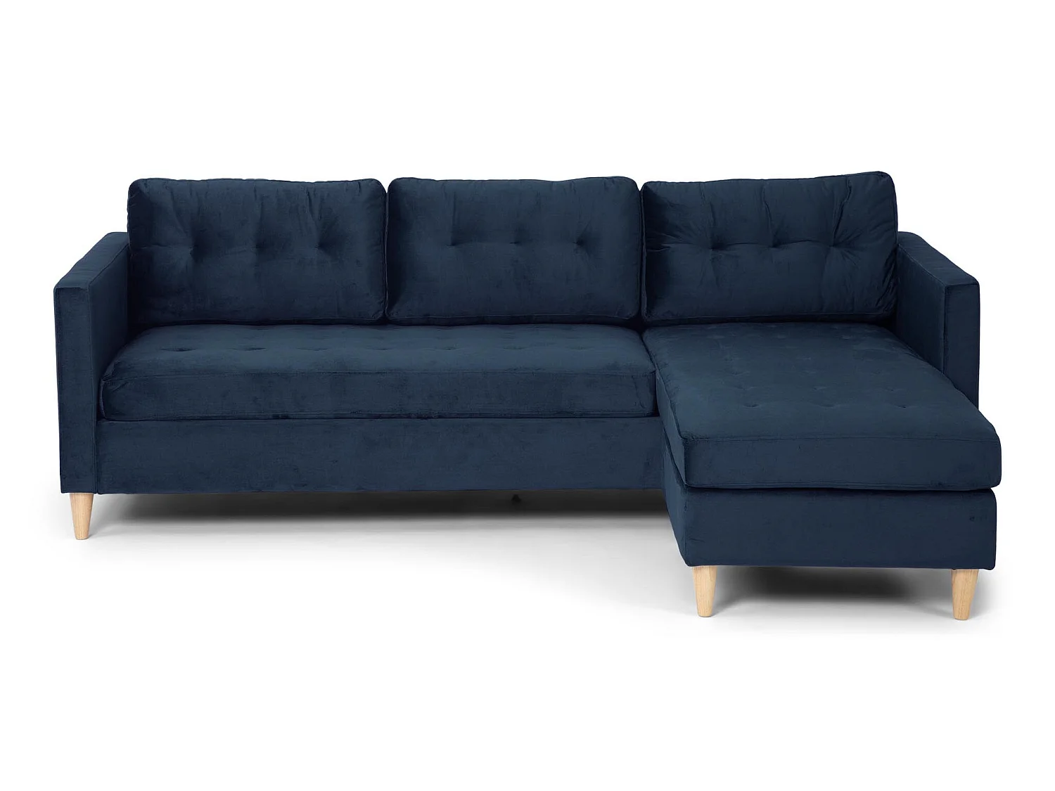 Marino Sofa BA2, Chaiselongue rechts oder links gewendet in Velour blau.