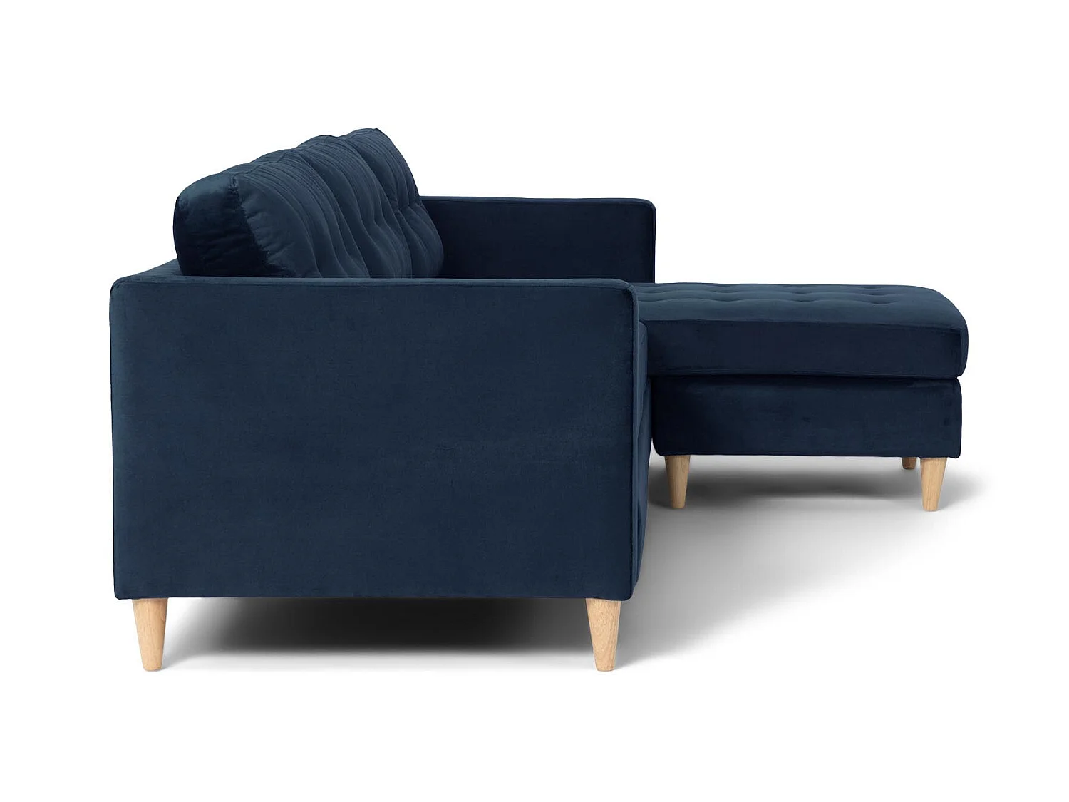 Marino Sofa BA2, Chaiselongue rechts oder links gewendet in Velour blau.