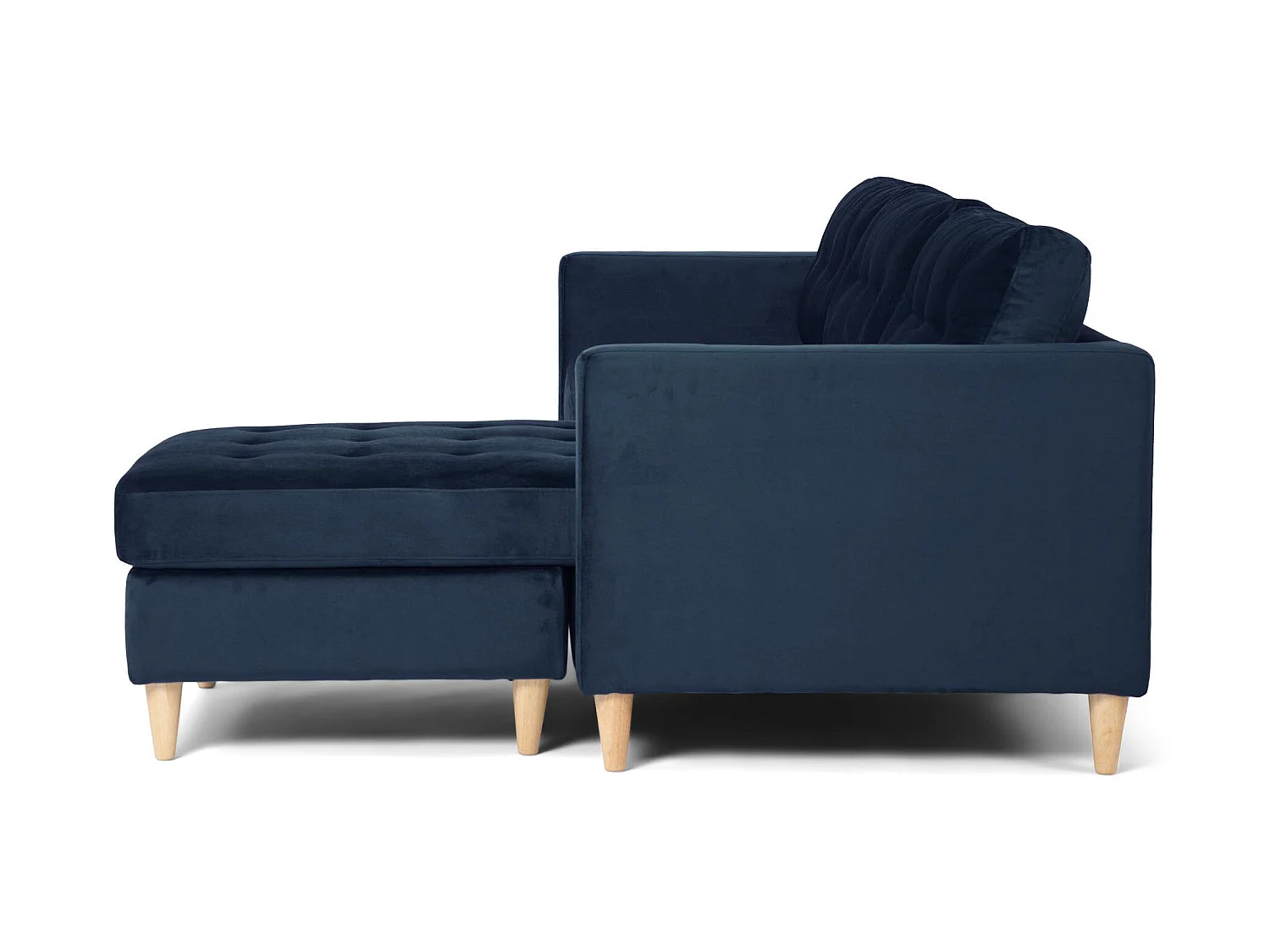 Marino Sofa BA2, Chaiselongue rechts oder links gewendet in Velour blau.